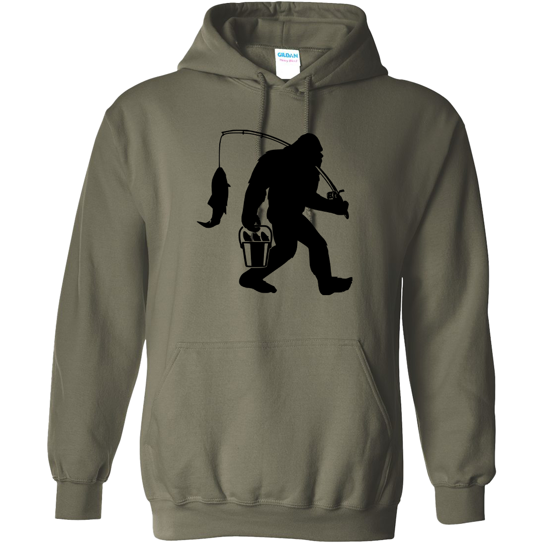 Fishing Sasquatch Adult Hoodie