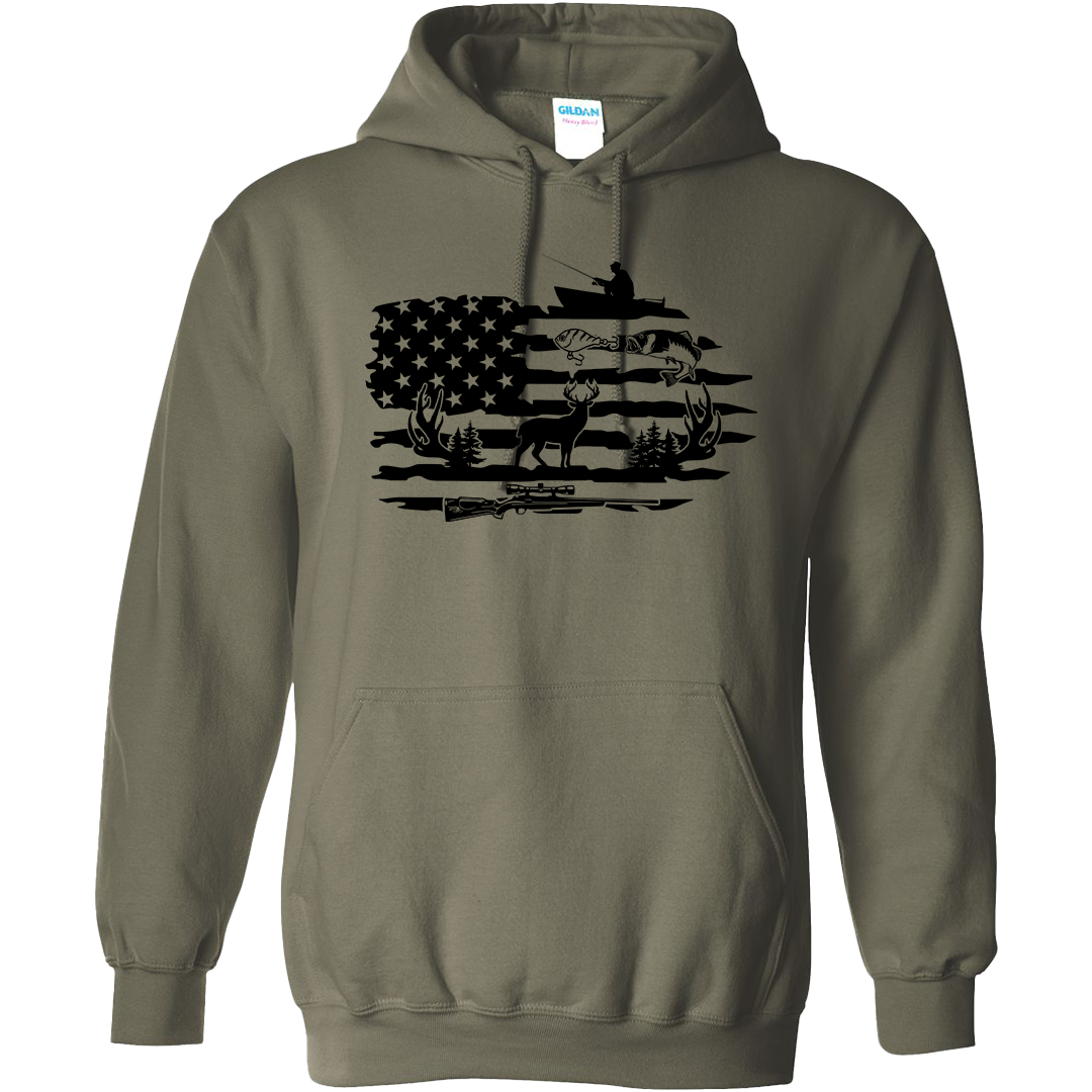 Fishing and Hunting Flag Adult Hoodie