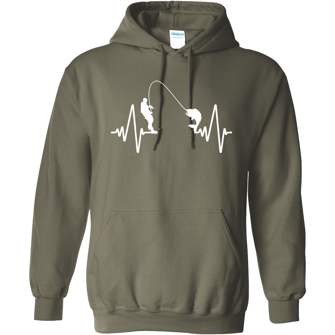 Fishing Heartbeat Adult Hoodie