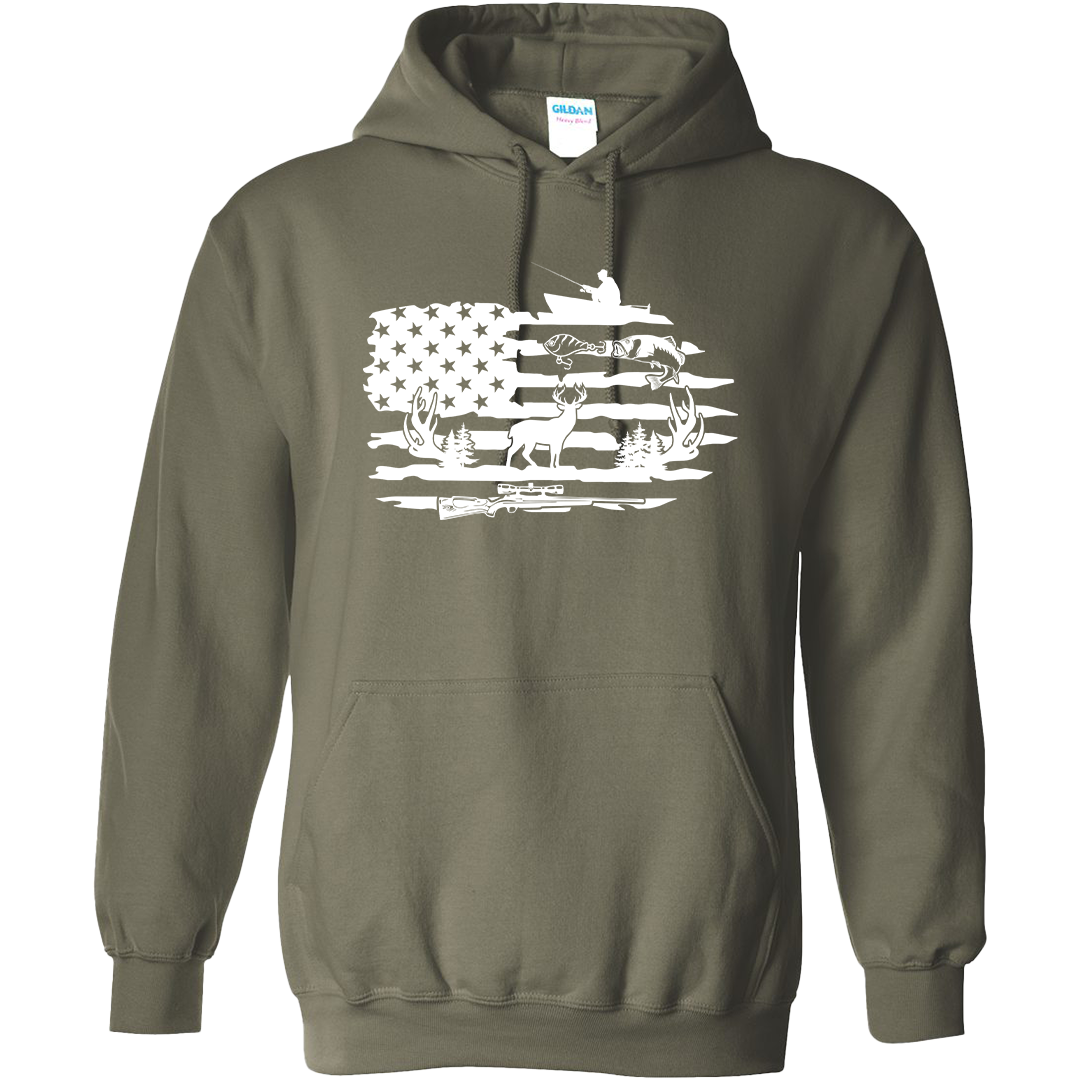 Fishing and Hunting Flag Adult Hoodie
