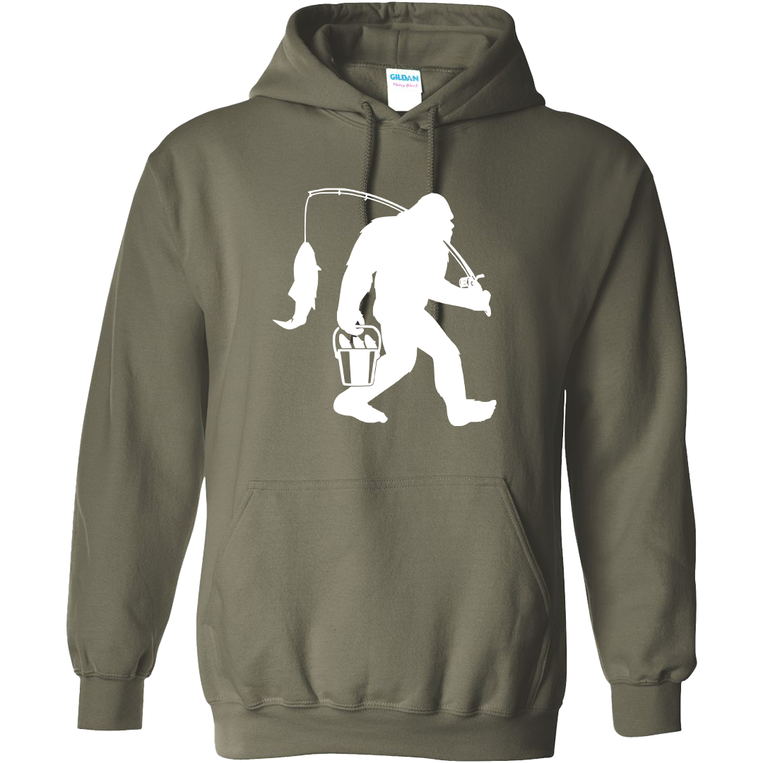 Fishing Sasquatch Adult Hoodie