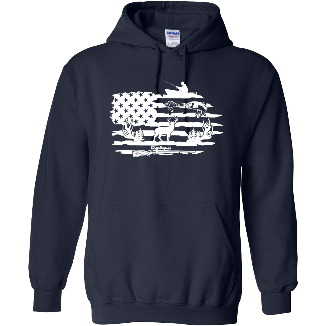 Fishing and Hunting Flag Adult Hoodie