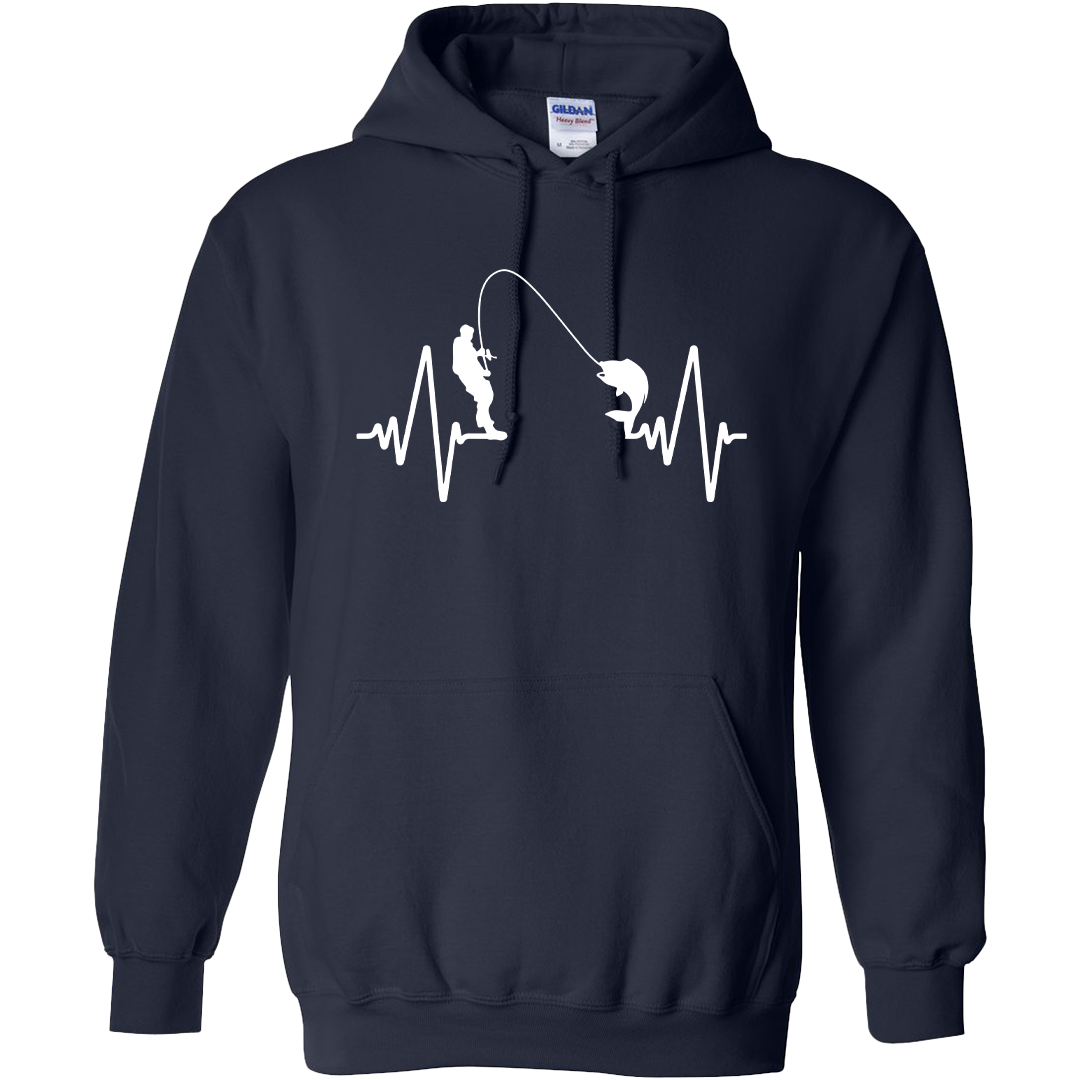 Fishing Heartbeat Adult Hoodie