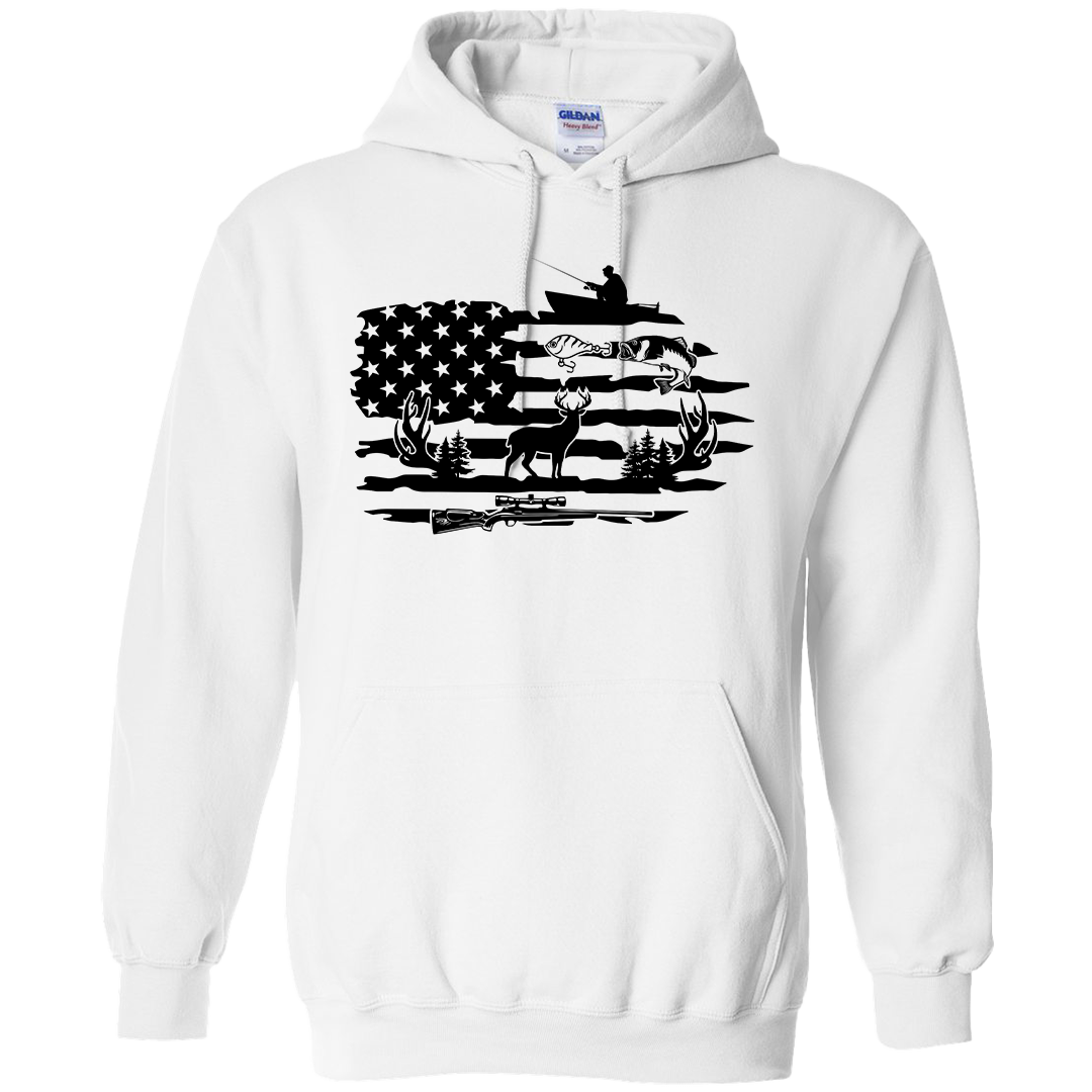 Fishing and Hunting Flag Adult Hoodie