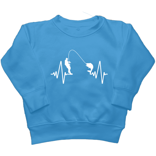 Fishing Heartbeat Kids Crew Neck Sweatshirt