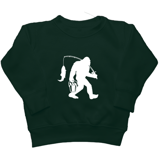 Fishing Sasquatch Kids Crew Neck Sweatshirt