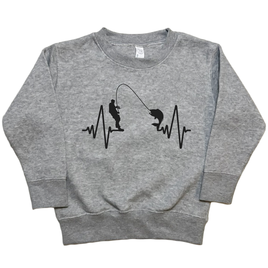 Fishing Heartbeat Toddler Crew Neck Sweatshirt