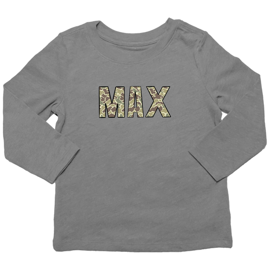 Personalized Camo Name Toddler Long Sleeve Tee