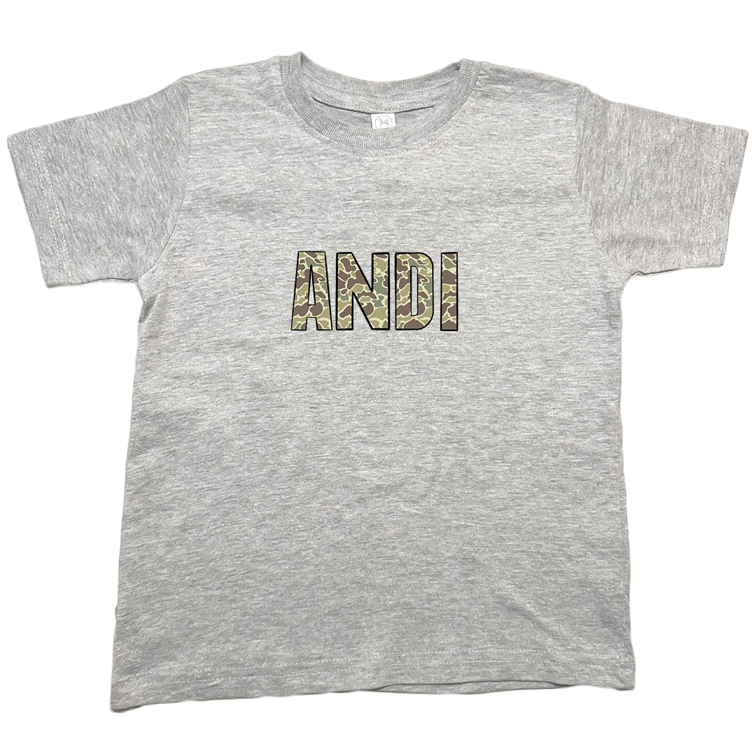 Personalized Camo Name Kids Tee