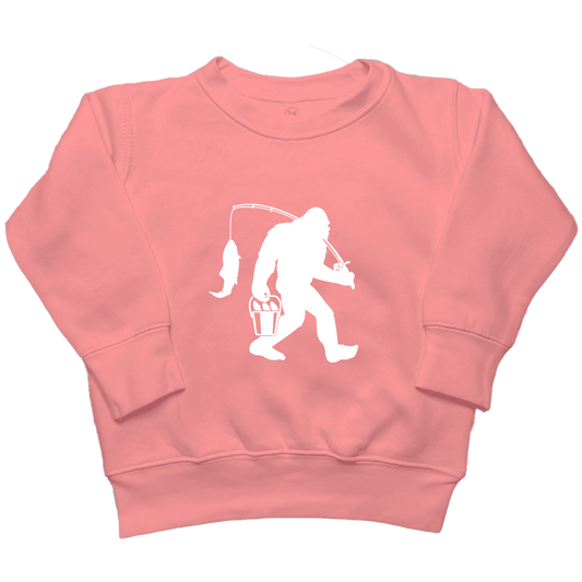 Fishing Sasquatch Toddler Crew Neck Sweatshirt