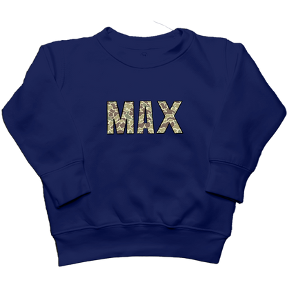 Personalized Camo Name Kids Crew Neck