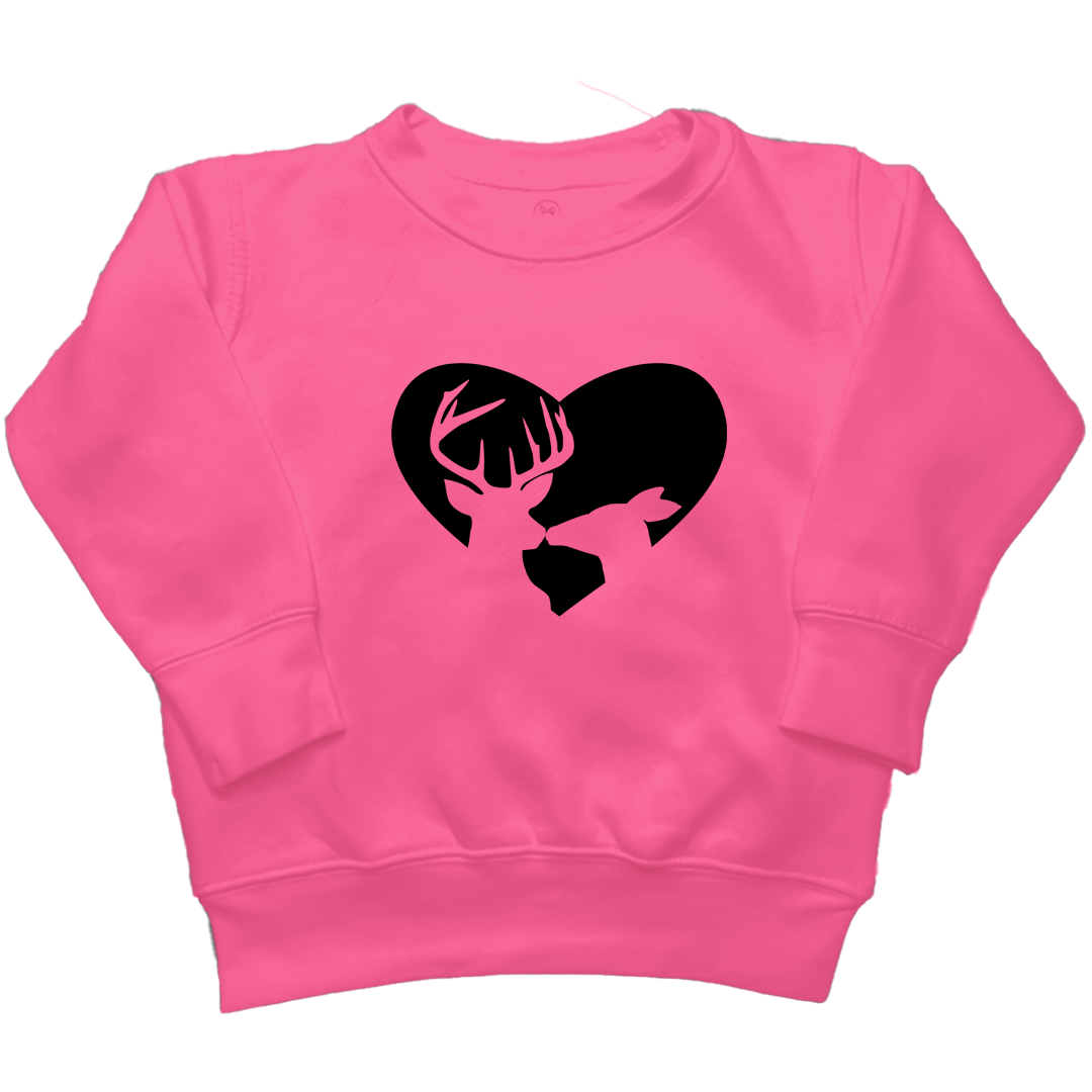 Deer Romance Kids Crew Neck Sweatshirt