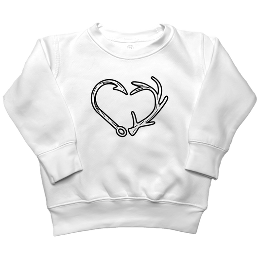 Hook Antler Heart Toddler Crew Neck Sweatshirt