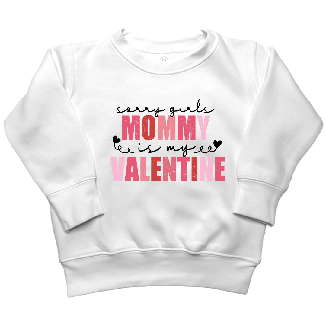 Mommy Is My Valentine Kids Crew Neck Sweatshirt