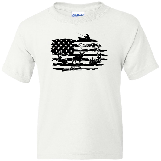 Fishing and Hunting Flag Adult Tee