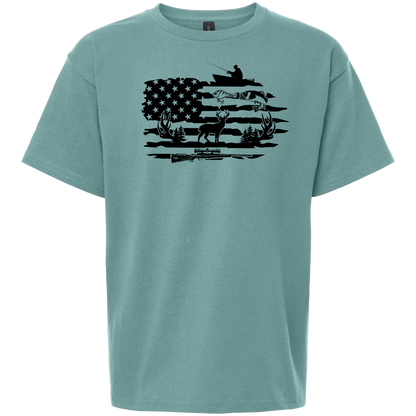 Fishing and Hunting Flag Adult Tee