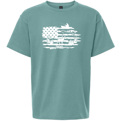 Fishing and Hunting Flag Adult Tee