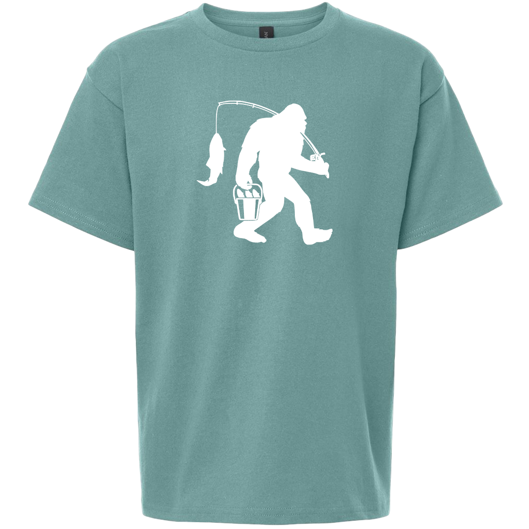 Fishing Sasquatch Kids Tee