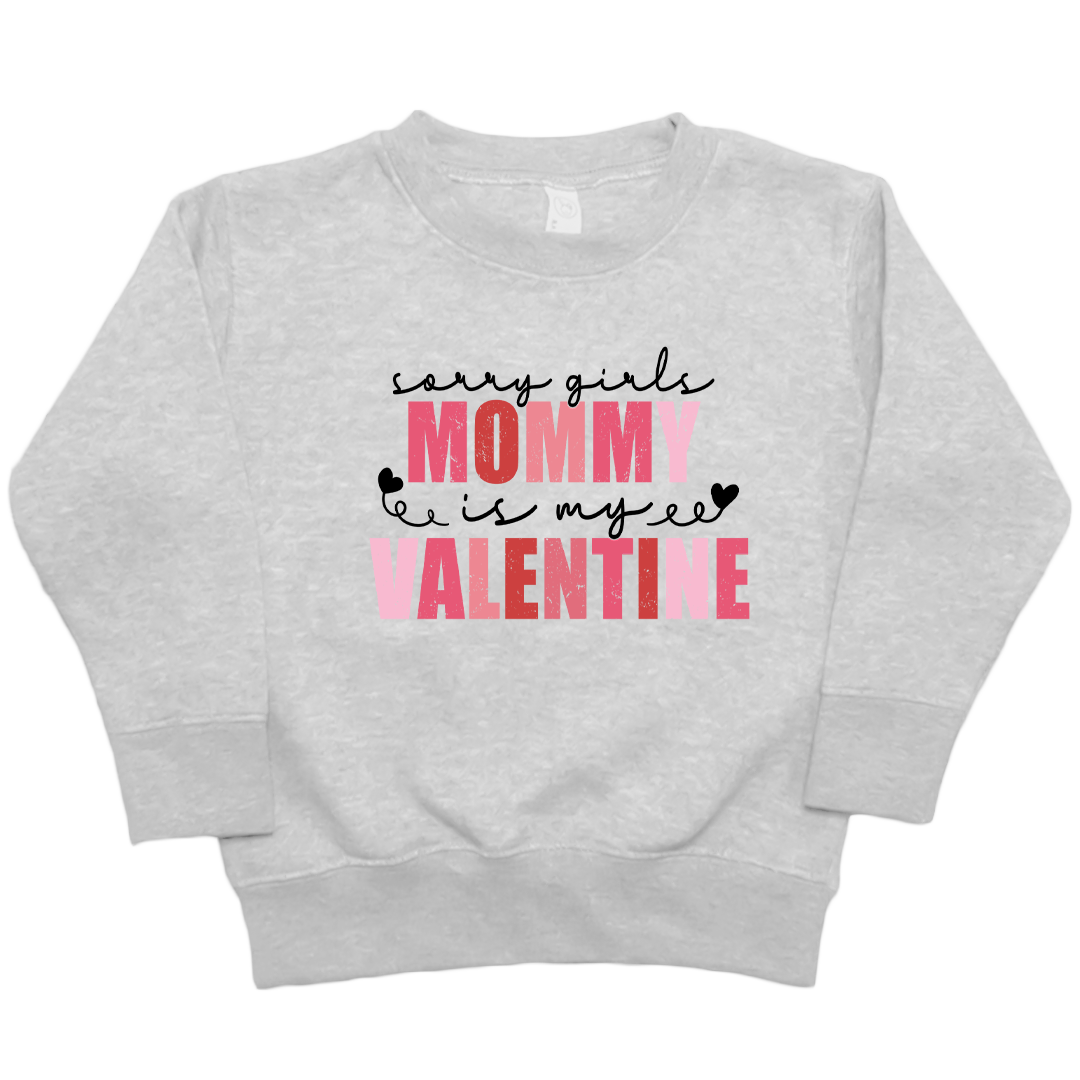 Mommy Is My Valentine Kids Crew Neck Sweatshirt