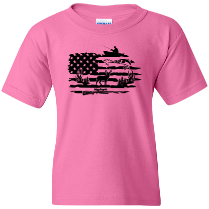 Fishing and Hunting Flag Adult Tee