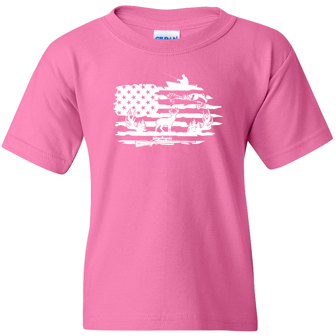 Fishing and Hunting Flag Adult Tee