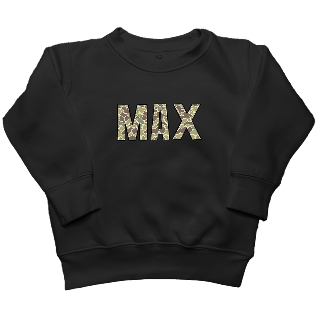 Personalized Camo Name Kids Crew Neck