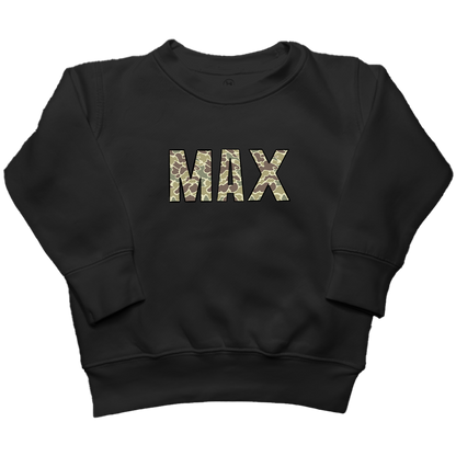 Personalized Camo Name Kids Crew Neck