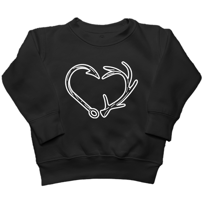 Hook Antler Heart Kids Crew Neck Sweatshirt