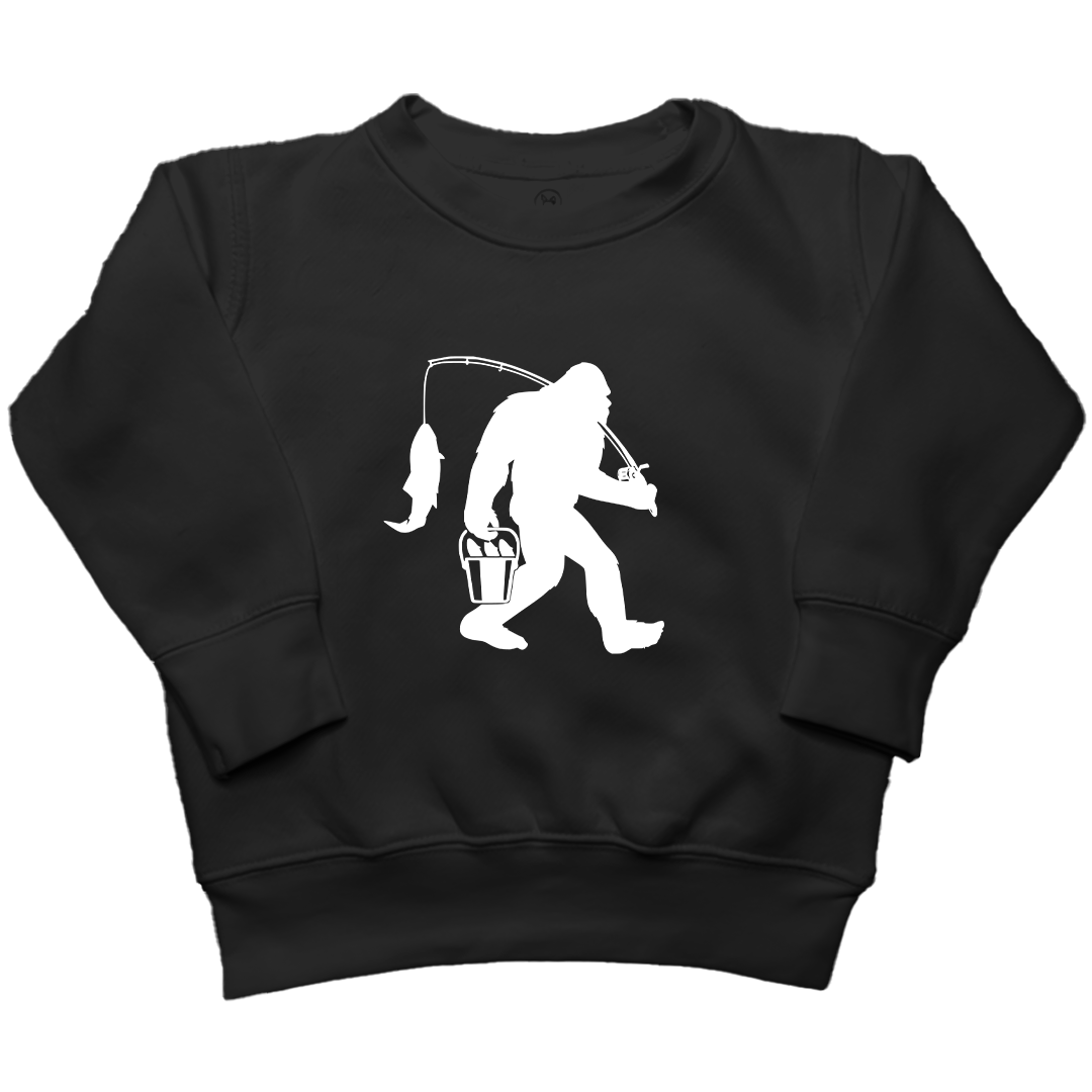 Fishing Sasquatch Toddler Crew Neck Sweatshirt