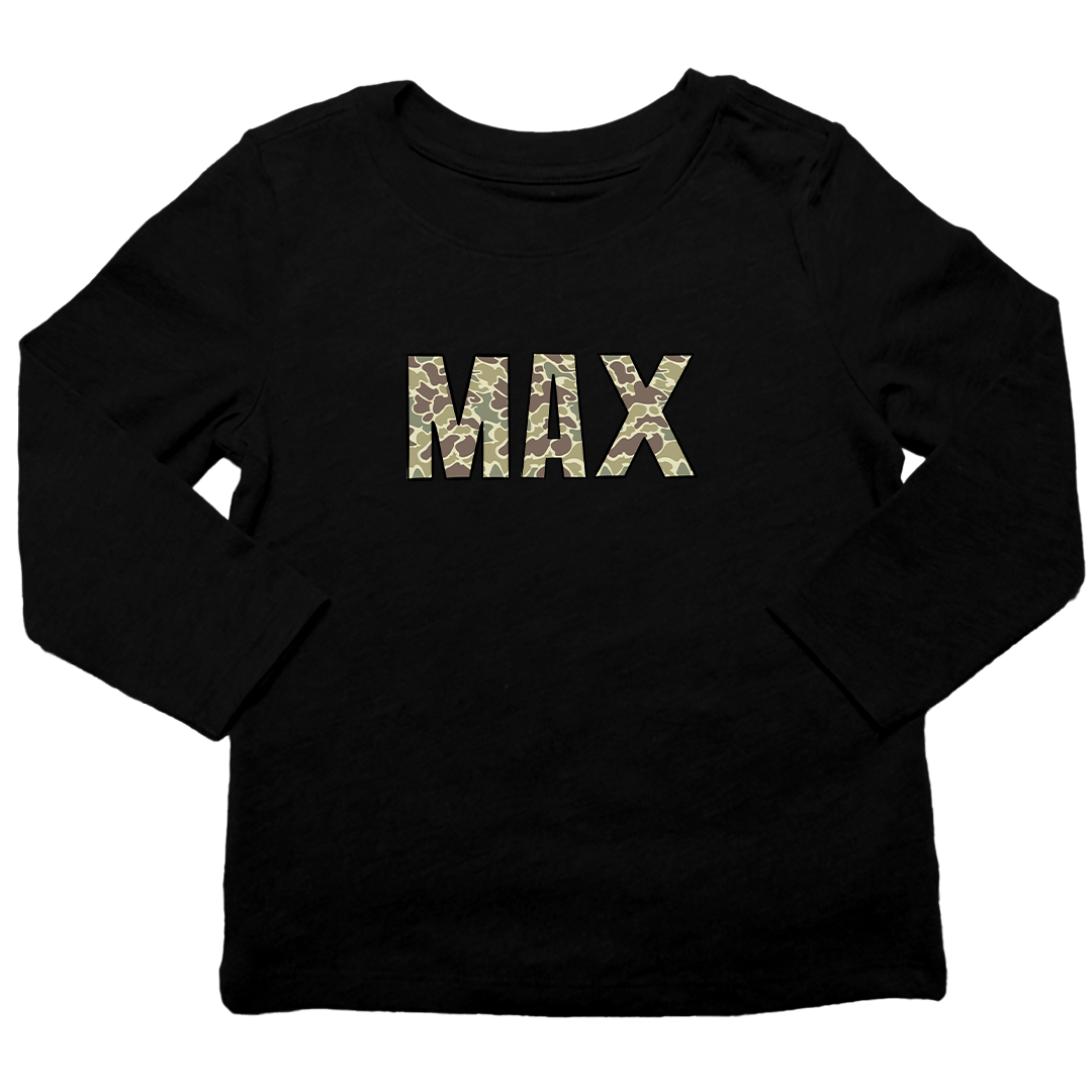 Personalized Camo Name Kids Long Sleeve Tee