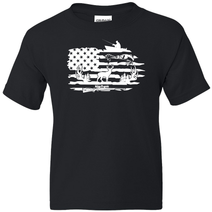 Fishing and Hunting Flag Adult Tee