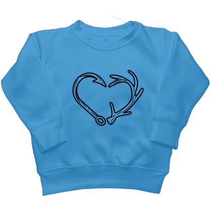 Hook Antler Heart Kids Crew Neck Sweatshirt