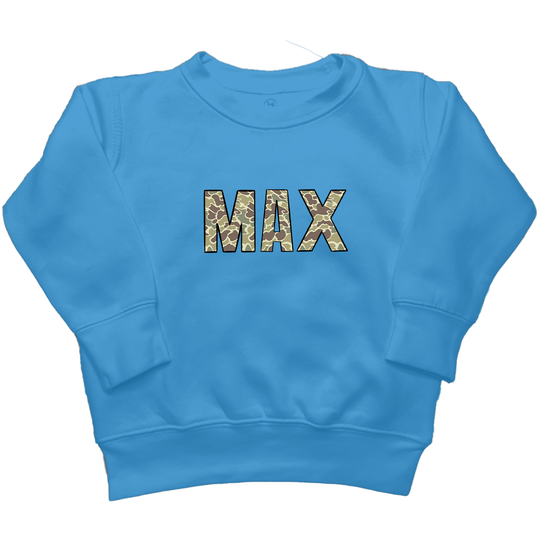 Personalized Camo Name Kids Crew Neck