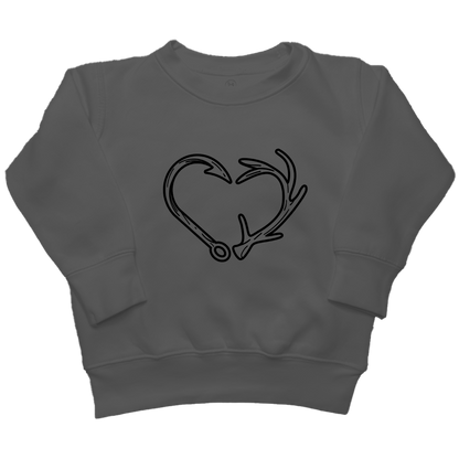 Hook Antler Heart Kids Crew Neck Sweatshirt