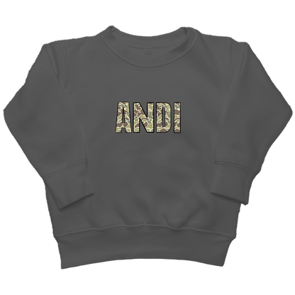 Personalized Camo Name Kids Crew Neck