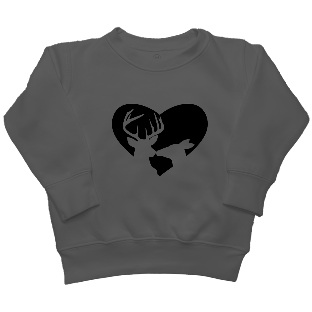 Deer Romance Kids Crew Neck Sweatshirt