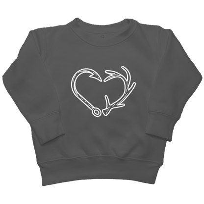 Hook Antler Heart Kids Crew Neck Sweatshirt