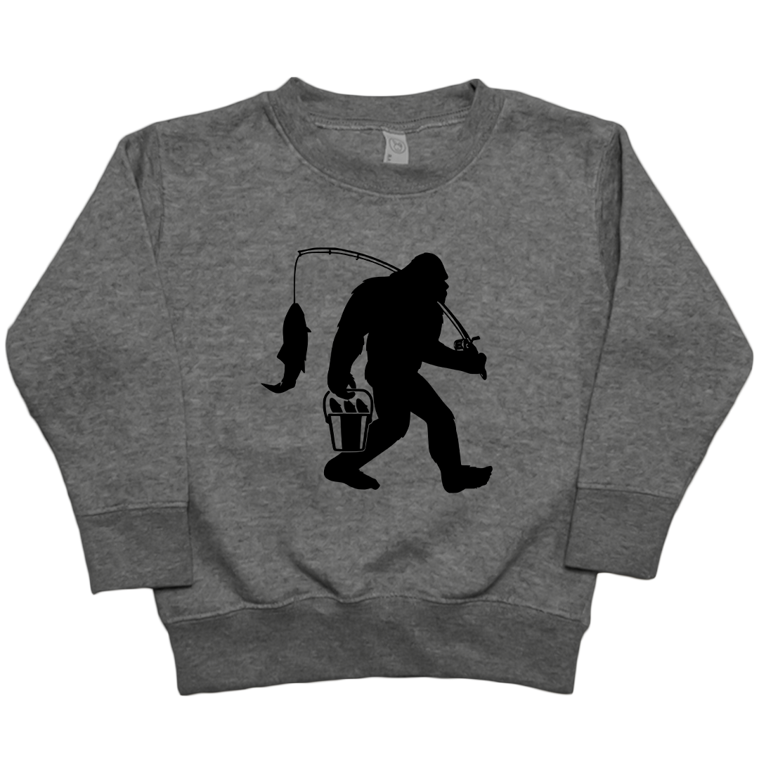 Fishing Sasquatch Toddler Crew Neck Sweatshirt