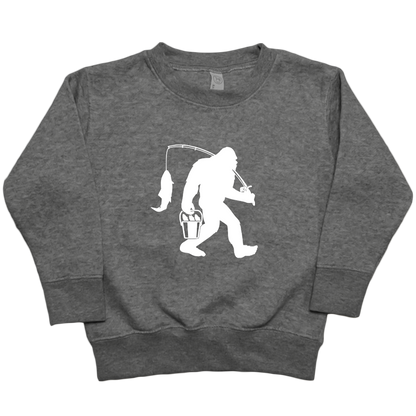 Fishing Sasquatch Toddler Crew Neck Sweatshirt