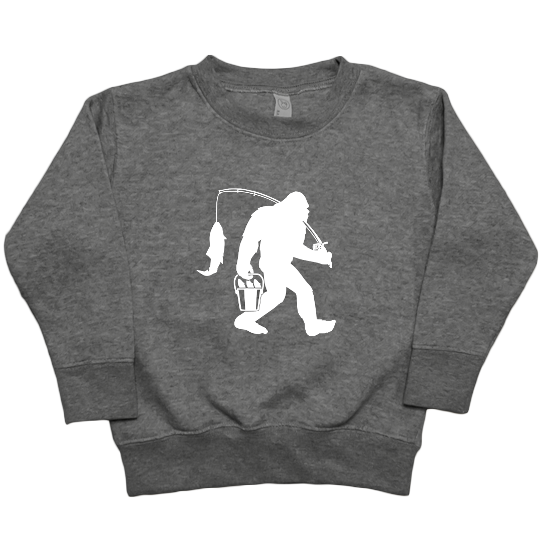 Fishing Sasquatch Toddler Crew Neck Sweatshirt