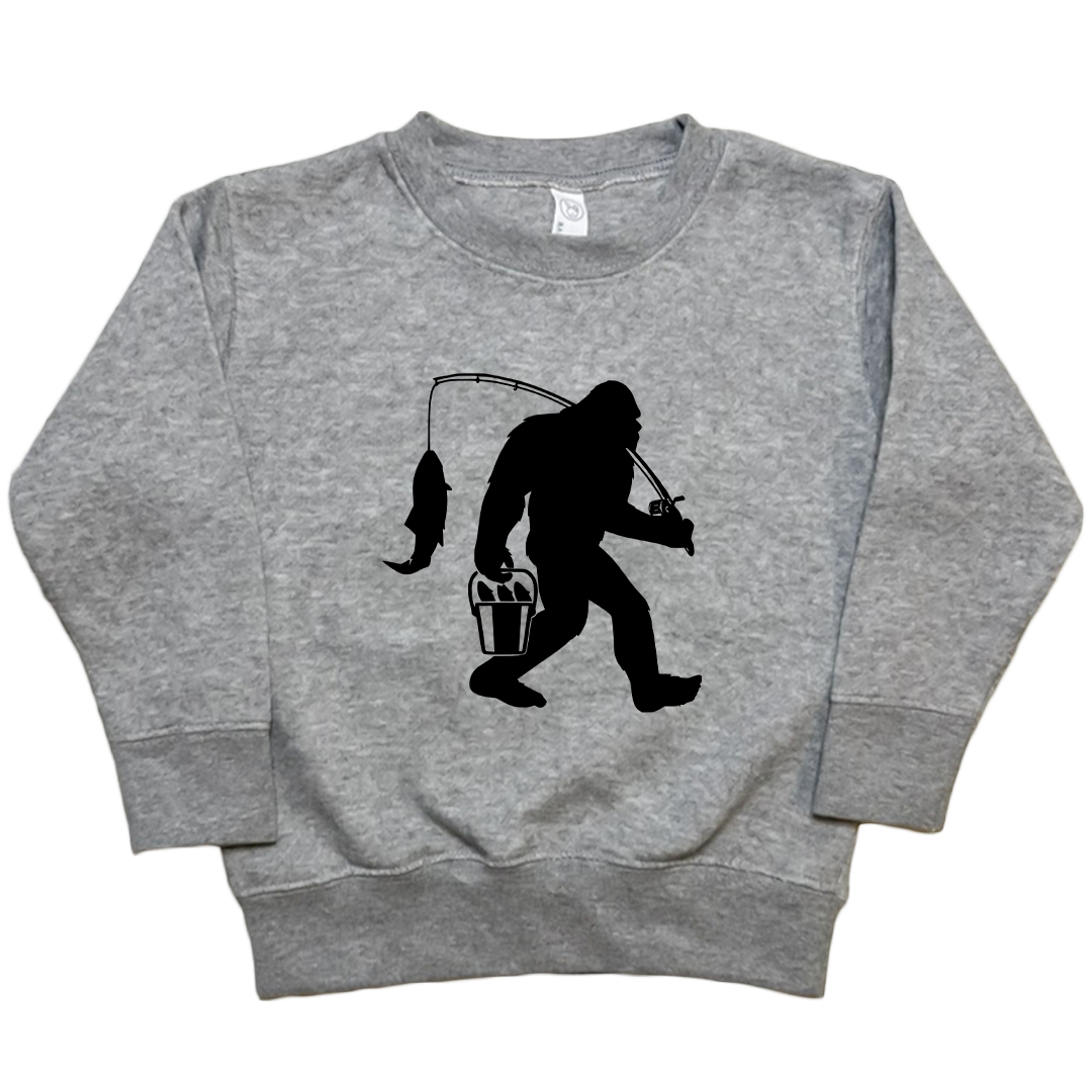 Fishing Sasquatch Toddler Crew Neck Sweatshirt