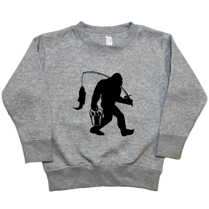 Fishing Sasquatch Toddler Crew Neck Sweatshirt