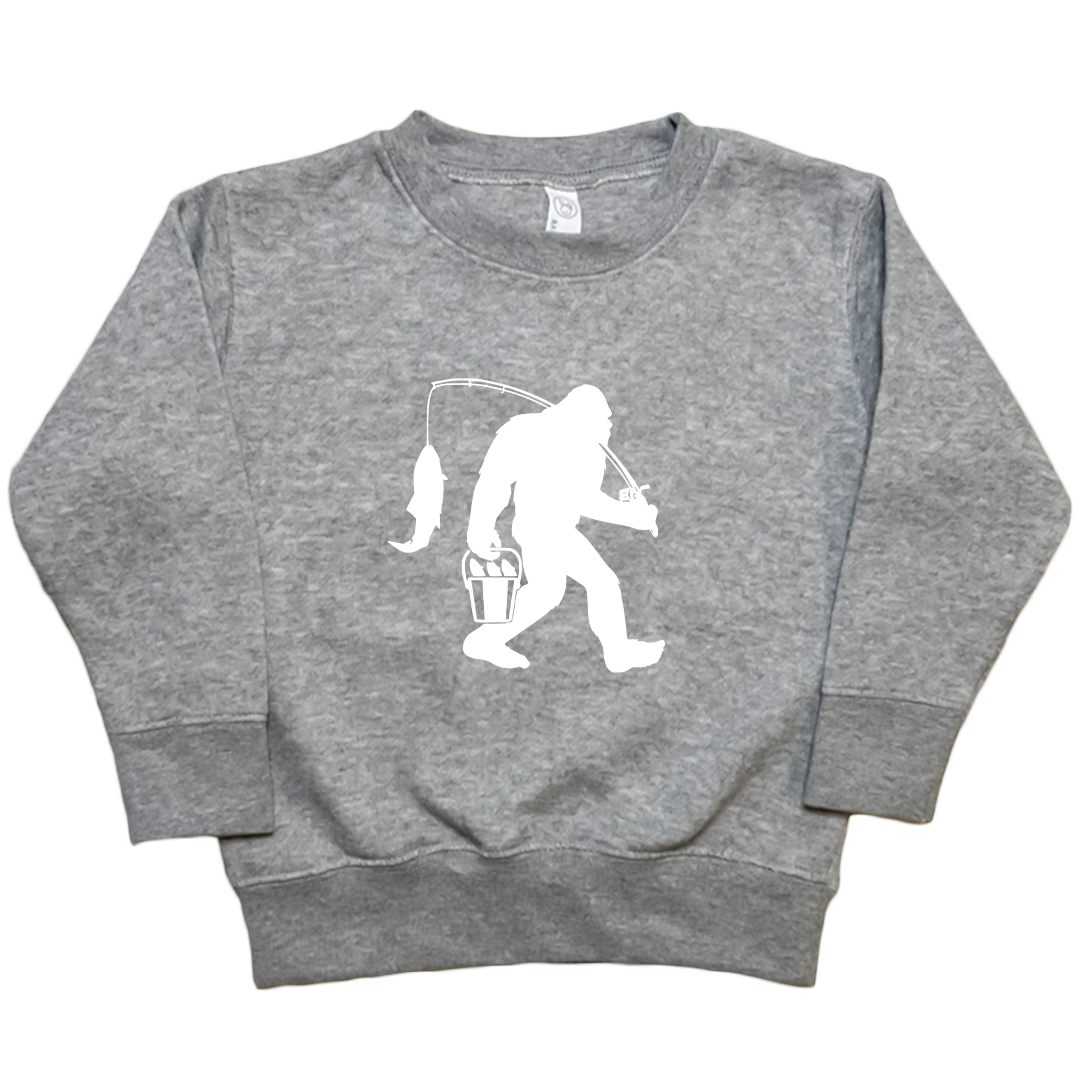 Fishing Sasquatch Toddler Crew Neck Sweatshirt