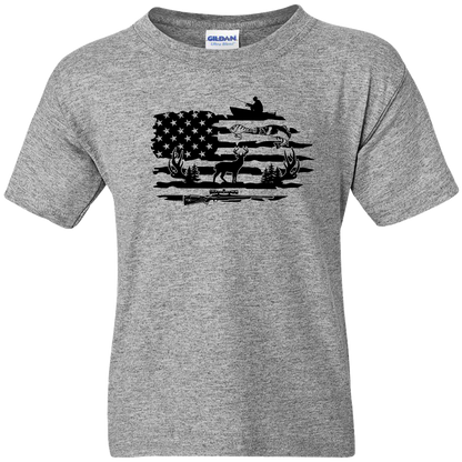 Fishing and Hunting Flag Adult Tee