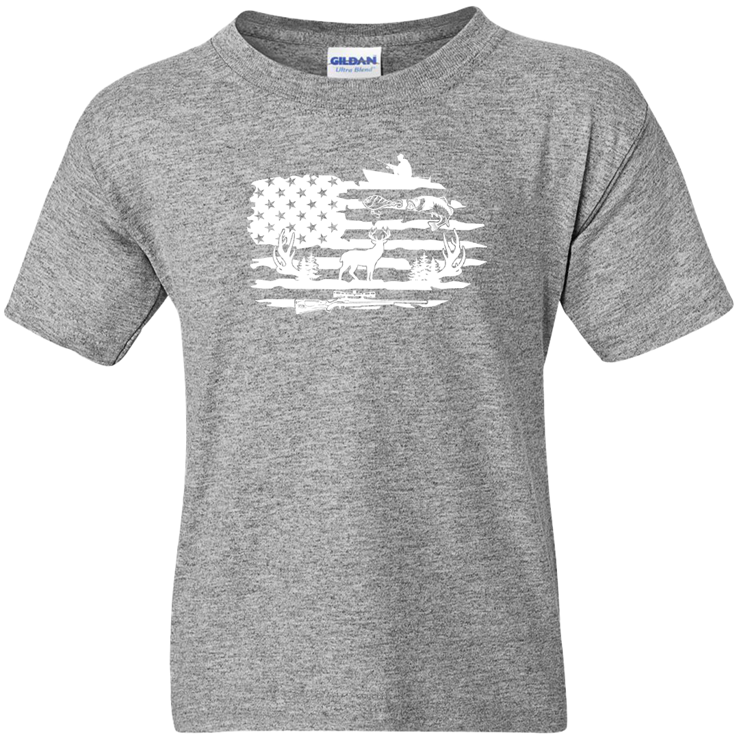 Fishing and Hunting Flag Adult Tee