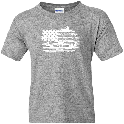 Fishing and Hunting Flag Adult Tee