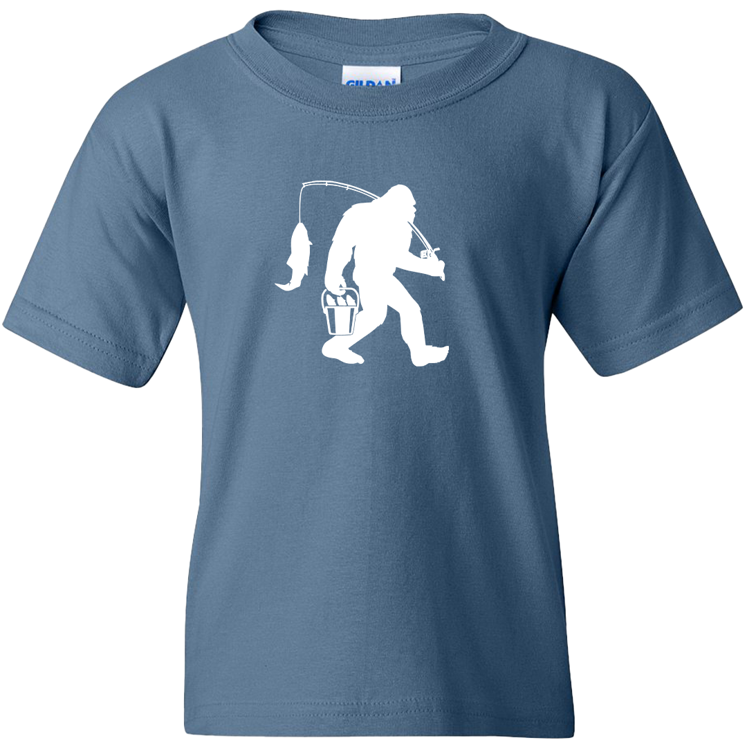 Fishing Sasquatch Kids Tee