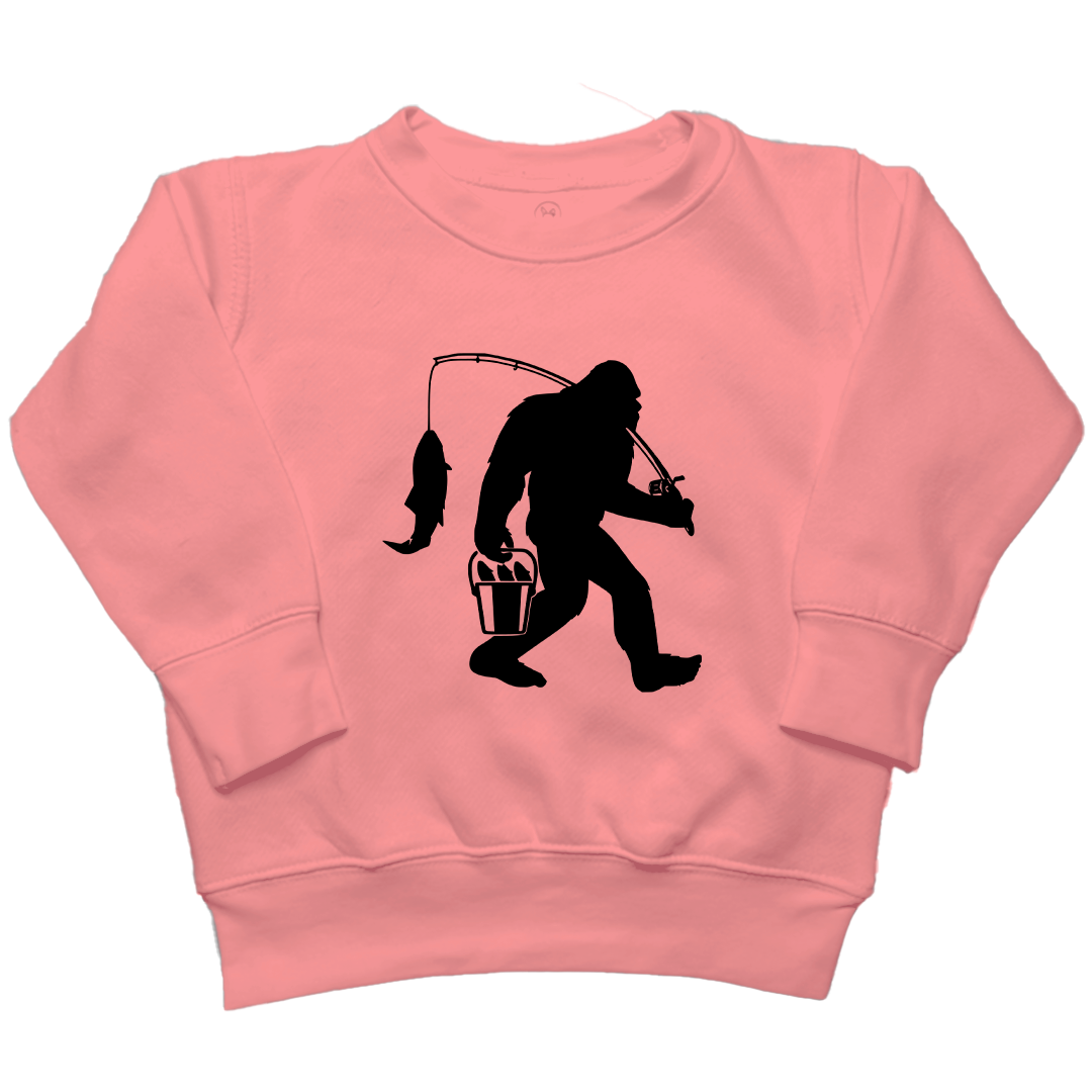 Fishing Sasquatch Toddler Crew Neck Sweatshirt