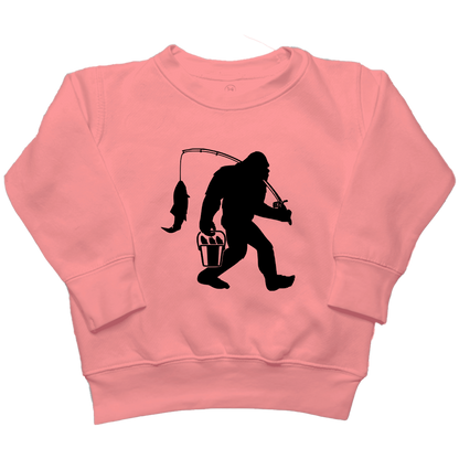 Fishing Sasquatch Toddler Crew Neck Sweatshirt