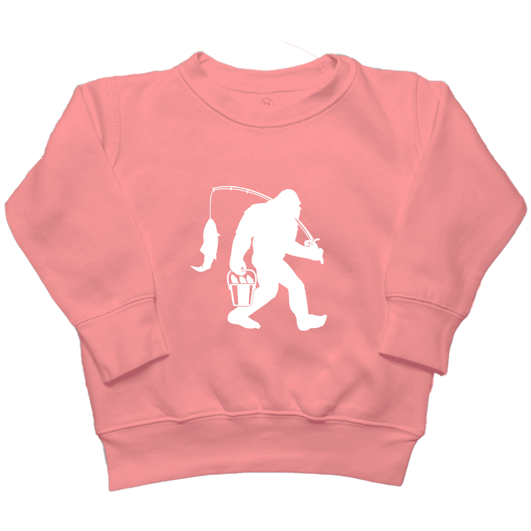 Fishing Sasquatch Toddler Crew Neck Sweatshirt